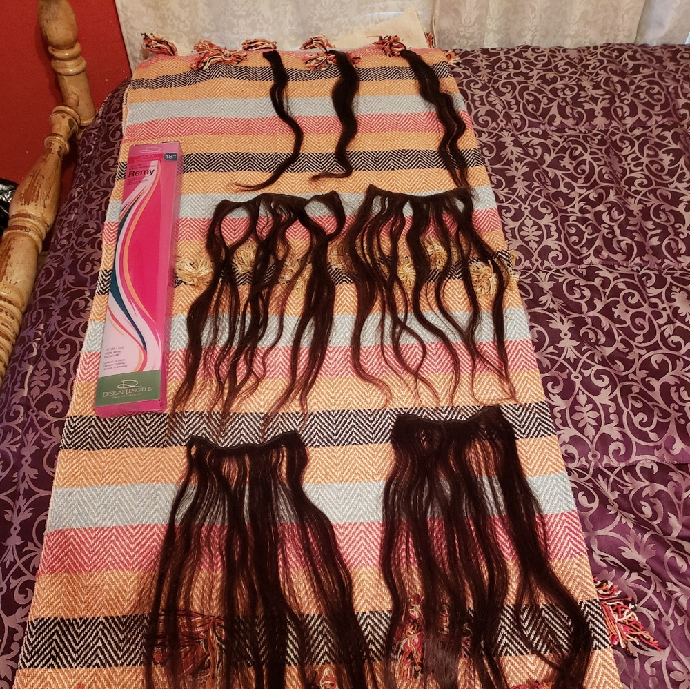 Remy 7 pc 18 in clip on hair extensions- expresso